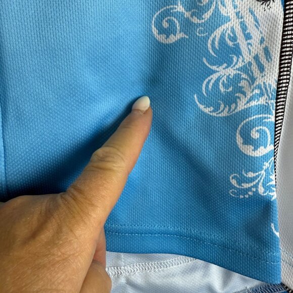 Primal Women's Cycling Jersey Small? Blue Birds Print Short Sleeve Back Pockets - Picture 11 of 11